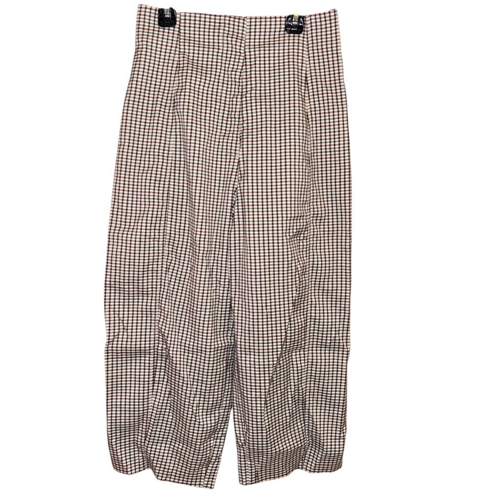 Urban Outfitters Plaid Gingham wide leg cropped trouser pants purple green 4 - Picture 1 of 8